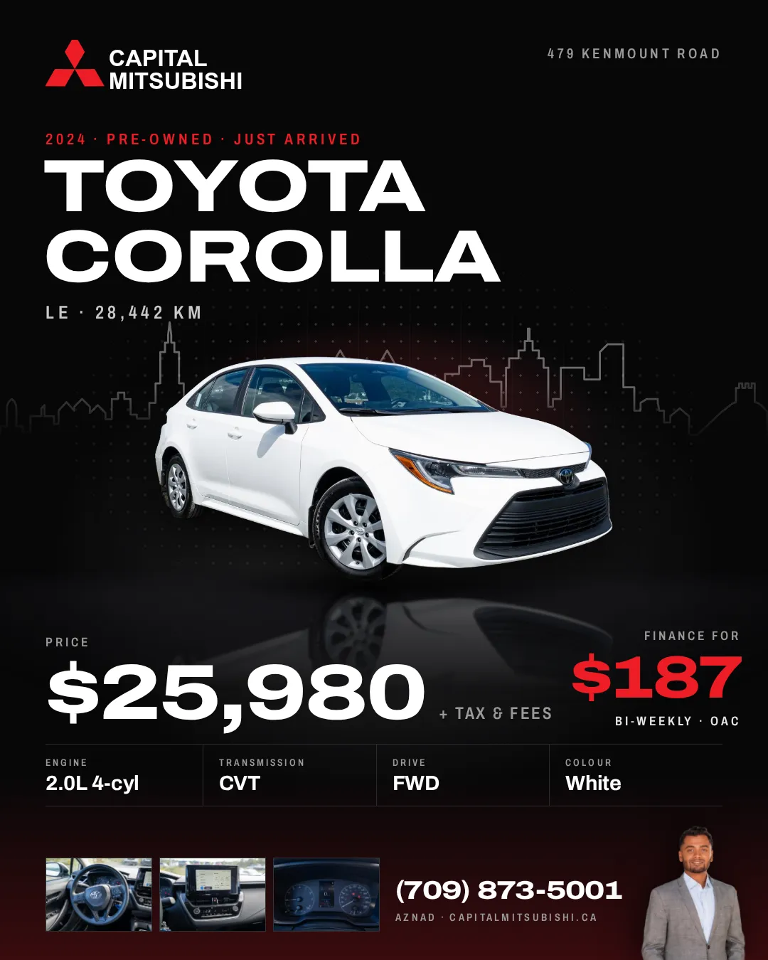 Showroom poster for a 2024 Toyota Corolla LE