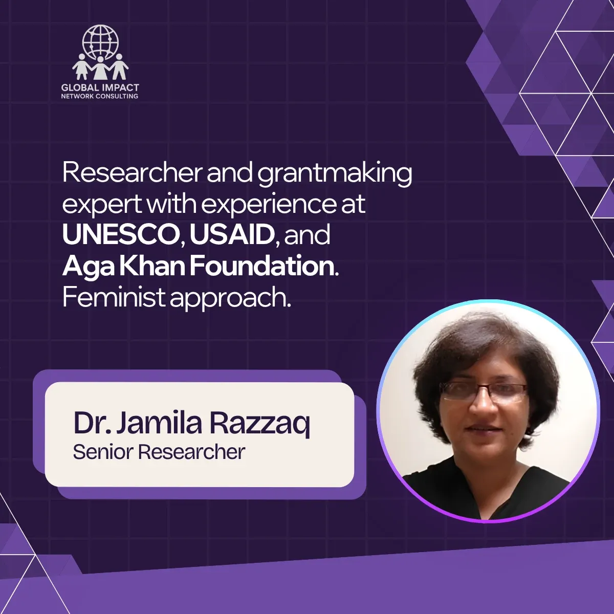 Dr. Jamila Razzaq, Senior Researcher