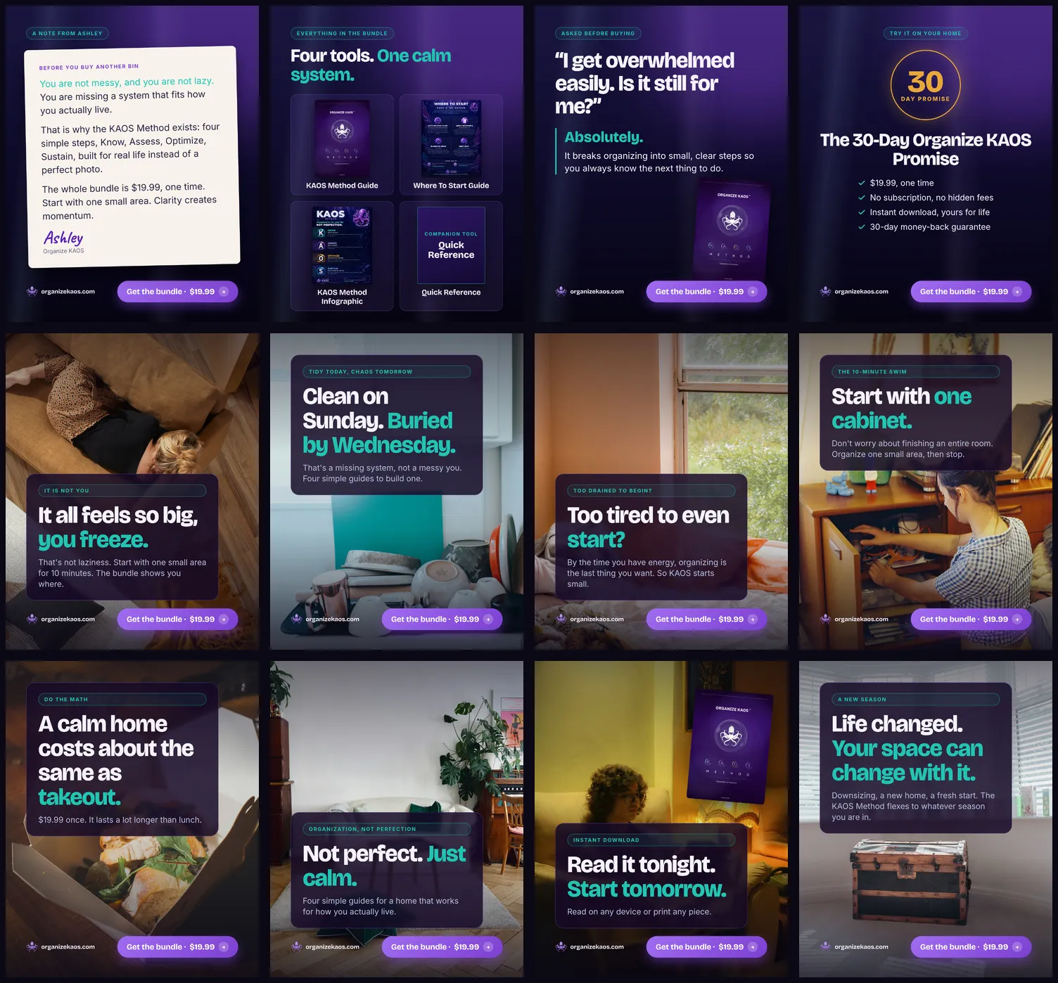 Contact sheet of the 12 bundle campaign ads